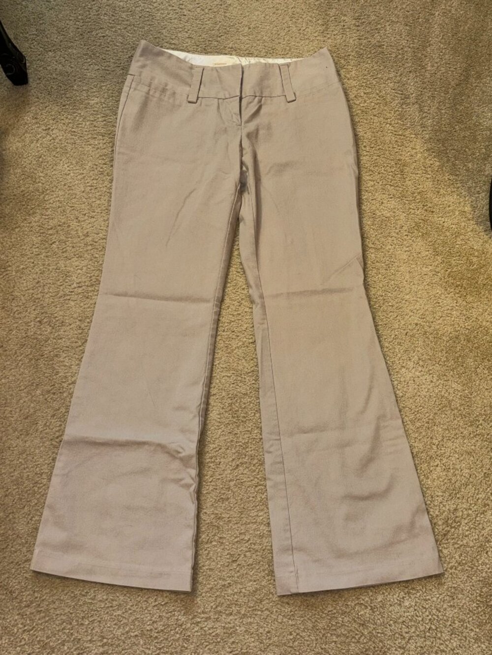 Khaki Mid-rise Flare Wide Belt Loops Trouser Pants Size 9